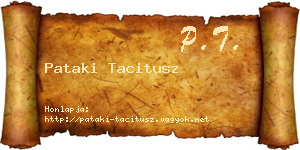 Pataki Tacitusz névjegykártya